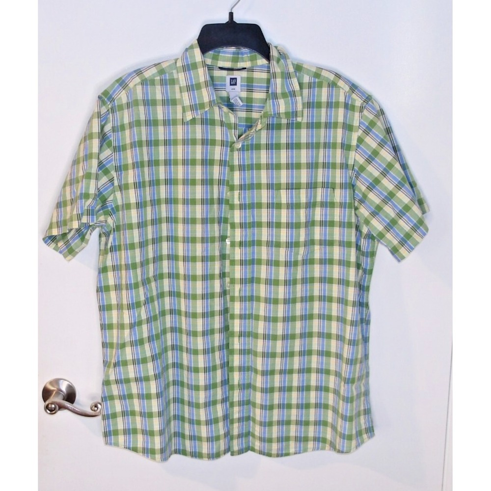 Gap Shirt‎ Mens Large/ Green & Blue Plaid Button Down/ Bloke